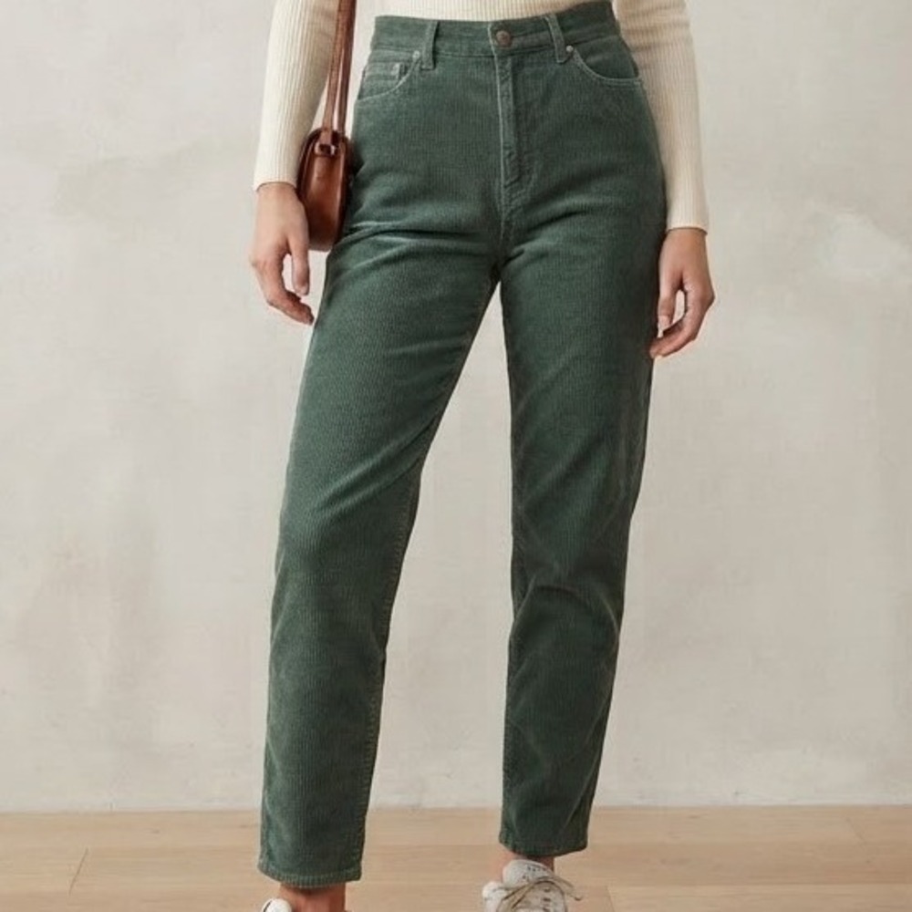 BDG Mom Pants Women 27 Green Corduroy High Rise Tapered Urban Outfitters Retro